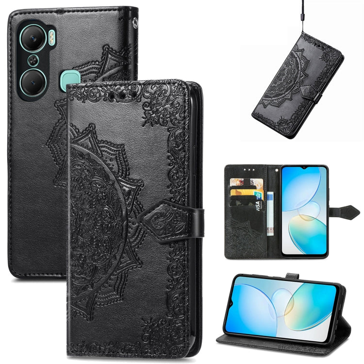 Custodia per telefono in pelle goffrata fiore mandala, For Infinix Hot 12 Pro, For Infinix Hot 12i, For ZTE Libero 5G III, For OPPO Reno9