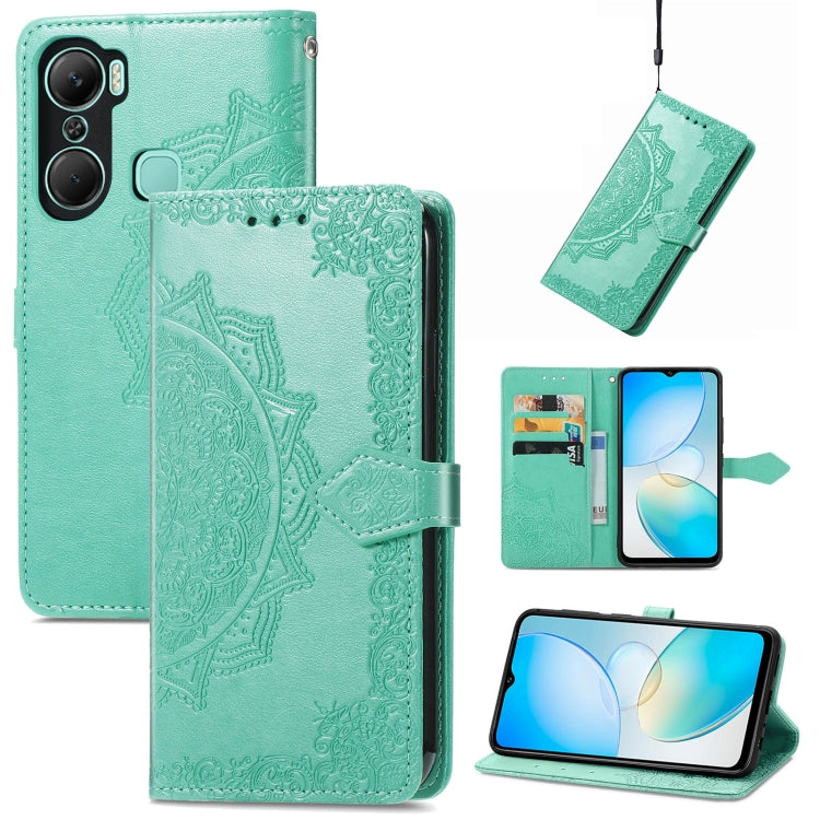 Custodia per telefono in pelle goffrata fiore mandala, For Infinix Hot 12 Pro, For Infinix Hot 12i, For ZTE Libero 5G III, For OPPO Reno9