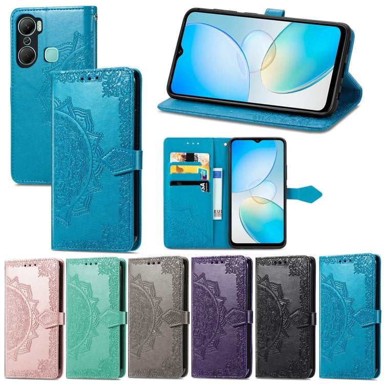 Custodia per telefono in pelle goffrata fiore mandala, For Infinix Hot 12 Pro, For Infinix Hot 12i, For ZTE Libero 5G III, For OPPO Reno9