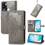 Custodia per telefono in pelle goffrata fiore mandala, For Infinix Hot 12 Pro, For Infinix Hot 12i, For ZTE Libero 5G III, For OPPO Reno9