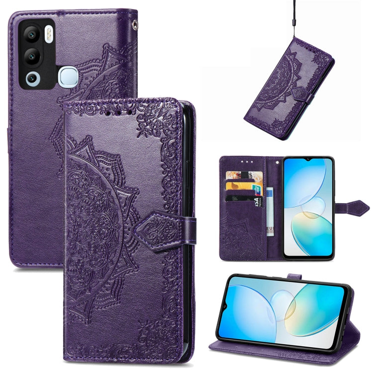 Custodia per telefono in pelle goffrata fiore mandala, For Infinix Hot 12 Pro, For Infinix Hot 12i, For ZTE Libero 5G III, For OPPO Reno9