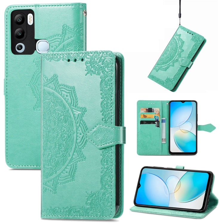 Custodia per telefono in pelle goffrata fiore mandala, For Infinix Hot 12 Pro, For Infinix Hot 12i, For ZTE Libero 5G III, For OPPO Reno9