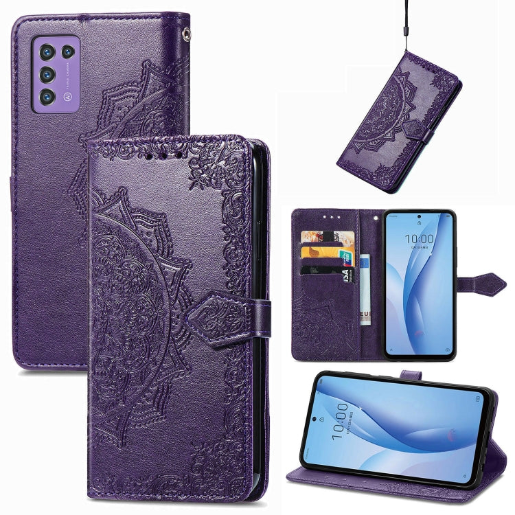 Custodia per telefono in pelle goffrata fiore mandala, For Infinix Hot 12 Pro, For Infinix Hot 12i, For ZTE Libero 5G III, For OPPO Reno9
