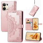 Custodia per telefono in pelle goffrata fiore mandala, For Infinix Hot 12 Pro, For Infinix Hot 12i, For ZTE Libero 5G III, For OPPO Reno9
