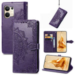 Custodia per telefono in pelle goffrata fiore mandala, For Infinix Hot 12 Pro, For Infinix Hot 12i, For ZTE Libero 5G III, For OPPO Reno9