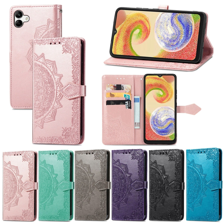 Custodia per telefono in pelle goffrata fiore mandala, For Samsung Galaxy A04, For Samsung Galaxy A04e, For TCL 40 SE, For Tecno Spark 9 Pro