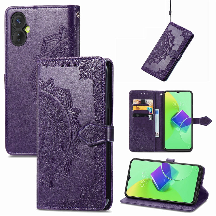 Custodia per telefono in pelle goffrata fiore mandala, For Samsung Galaxy A04, For Samsung Galaxy A04e, For TCL 40 SE, For Tecno Spark 9 Pro
