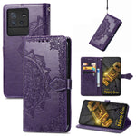 Custodia per telefono in pelle goffrata fiore mandala, For Google Pixel 7A, For vivo iQOO Neo 6