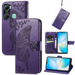 Custodia per telefono in pelle goffrata farfalla amore fiore, For Asus Zenfone 9, For Infinix Hot 12 Pro, For Infinix Hot 12i