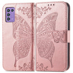 Custodia per telefono in pelle goffrata farfalla amore fiore, For ZTE Libero 5G III, For OPPO Reno9, For Samsung Galaxy A04