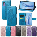 Custodia per telefono in pelle goffrata farfalla amore fiore, For ZTE Libero 5G III, For OPPO Reno9, For Samsung Galaxy A04