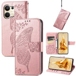 Custodia per telefono in pelle goffrata farfalla amore fiore, For ZTE Libero 5G III, For OPPO Reno9, For Samsung Galaxy A04