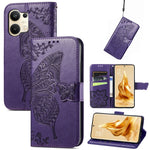 Custodia per telefono in pelle goffrata farfalla amore fiore, For ZTE Libero 5G III, For OPPO Reno9, For Samsung Galaxy A04