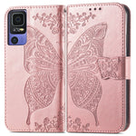Custodia per telefono in pelle goffrata farfalla amore fiore, For TCL 40 SE, For Tecno Pova 3, For Tecno Spark 9 Pro
