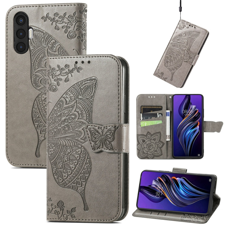 Custodia per telefono in pelle goffrata farfalla amore fiore, For TCL 40 SE, For Tecno Pova 3, For Tecno Spark 9 Pro