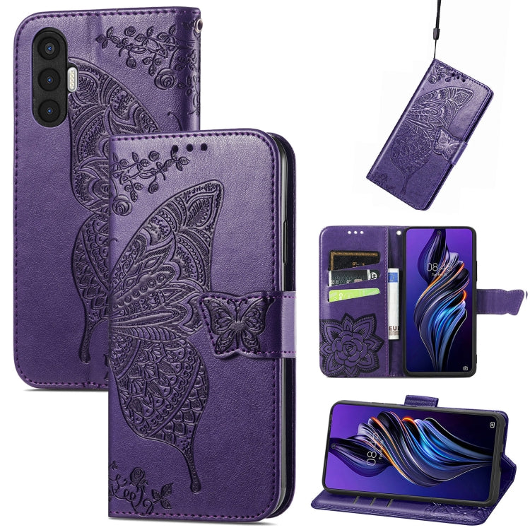 Custodia per telefono in pelle goffrata farfalla amore fiore, For TCL 40 SE, For Tecno Pova 3, For Tecno Spark 9 Pro