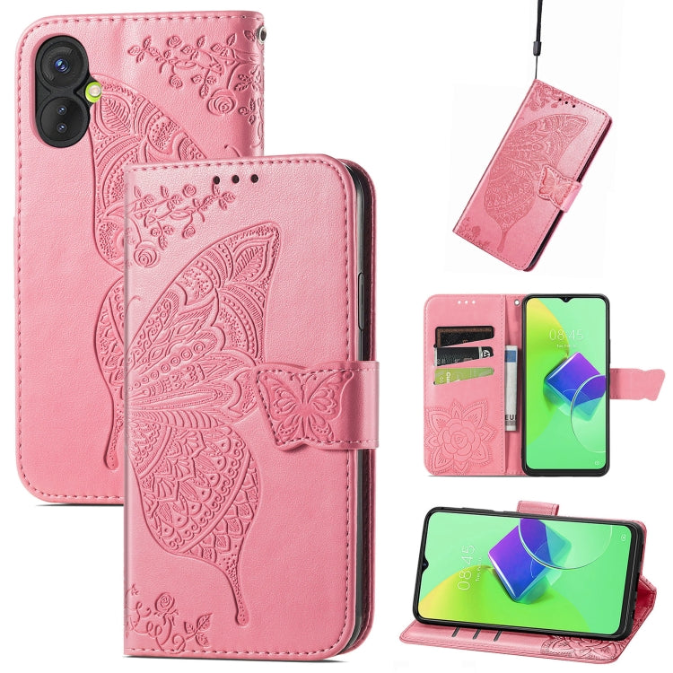 Custodia per telefono in pelle goffrata farfalla amore fiore, For TCL 40 SE, For Tecno Pova 3, For Tecno Spark 9 Pro