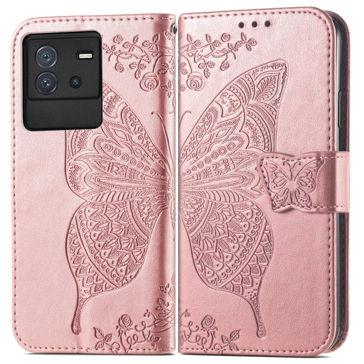 Custodia per telefono in pelle goffrata farfalla amore fiore, For vivo iQOO Neo 6, For ZTE Blade V40s, For Google Pixel 7A