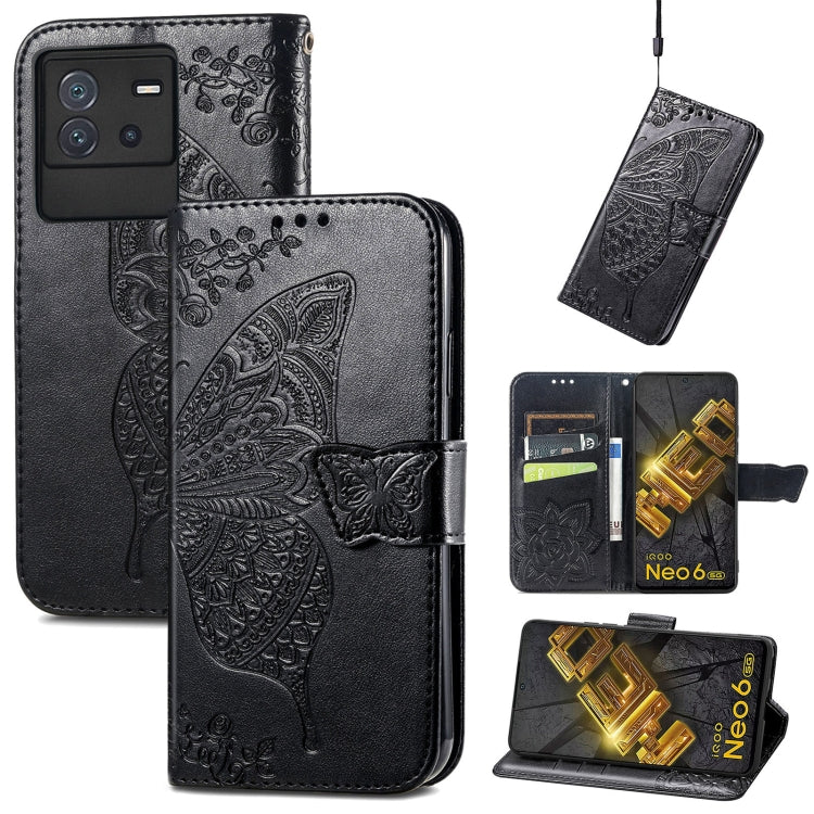 Custodia per telefono in pelle goffrata farfalla amore fiore, For vivo iQOO Neo 6, For ZTE Blade V40s, For Google Pixel 7A