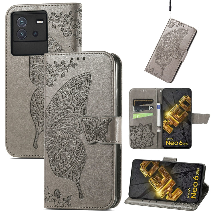 Custodia per telefono in pelle goffrata farfalla amore fiore, For vivo iQOO Neo 6, For ZTE Blade V40s, For Google Pixel 7A