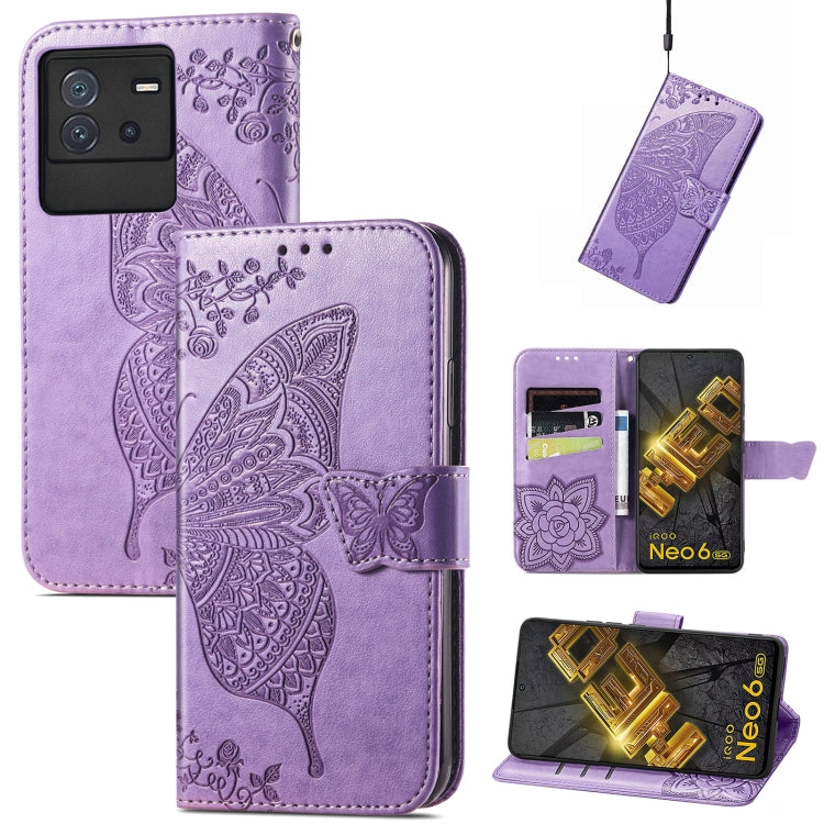Custodia per telefono in pelle goffrata farfalla amore fiore, For vivo iQOO Neo 6, For ZTE Blade V40s, For Google Pixel 7A