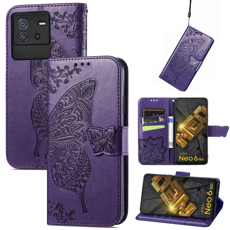 Custodia per telefono in pelle goffrata farfalla amore fiore, For vivo iQOO Neo 6, For ZTE Blade V40s, For Google Pixel 7A