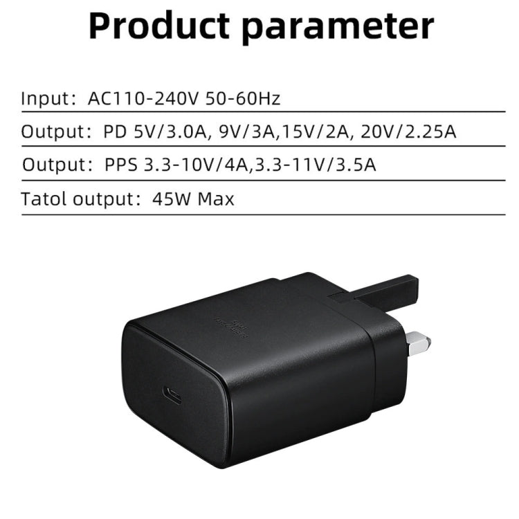 Caricabatterie rapido 45W USB-C con spina UK