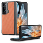 Cover posteriore in pelle con texture in fibra di carbonio, For Honor Magic Vs, For OPPO Find N2 Flip, For OPPO Find N2, For Google Pixel Fold