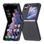 Cover posteriore in pelle con texture in fibra di carbonio, For Honor Magic Vs, For OPPO Find N2 Flip, For OPPO Find N2, For Google Pixel Fold