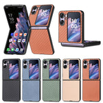 Cover posteriore in pelle con texture in fibra di carbonio, For Honor Magic Vs, For OPPO Find N2 Flip, For OPPO Find N2, For Google Pixel Fold