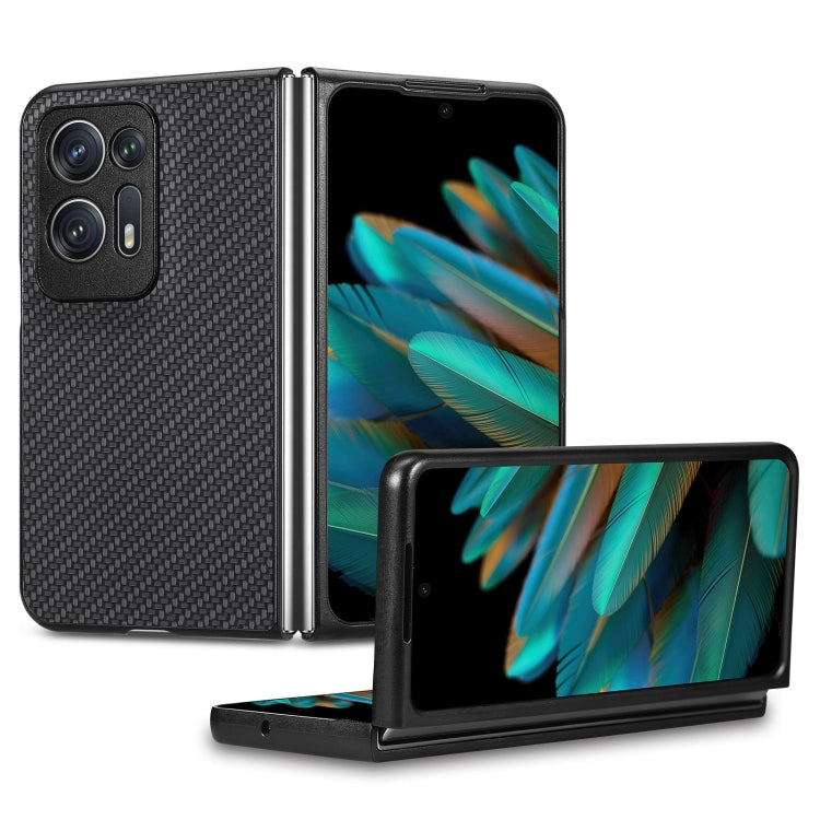 Cover posteriore in pelle con texture in fibra di carbonio, For Honor Magic Vs, For OPPO Find N2 Flip, For OPPO Find N2, For Google Pixel Fold