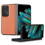 Cover posteriore in pelle con texture in fibra di carbonio, For Honor Magic Vs, For OPPO Find N2 Flip, For OPPO Find N2, For Google Pixel Fold