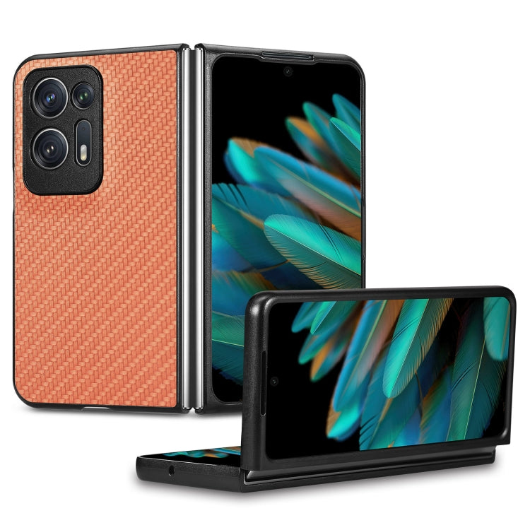 Cover posteriore in pelle con texture in fibra di carbonio, For Honor Magic Vs, For OPPO Find N2 Flip, For OPPO Find N2, For Google Pixel Fold