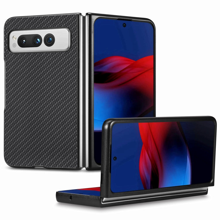 Cover posteriore in pelle con texture in fibra di carbonio, For Honor Magic Vs, For OPPO Find N2 Flip, For OPPO Find N2, For Google Pixel Fold