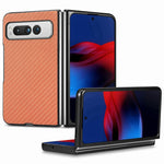 Cover posteriore in pelle con texture in fibra di carbonio, For Honor Magic Vs, For OPPO Find N2 Flip, For OPPO Find N2, For Google Pixel Fold