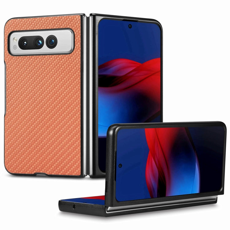 Cover posteriore in pelle con texture in fibra di carbonio, For Honor Magic Vs, For OPPO Find N2 Flip, For OPPO Find N2, For Google Pixel Fold
