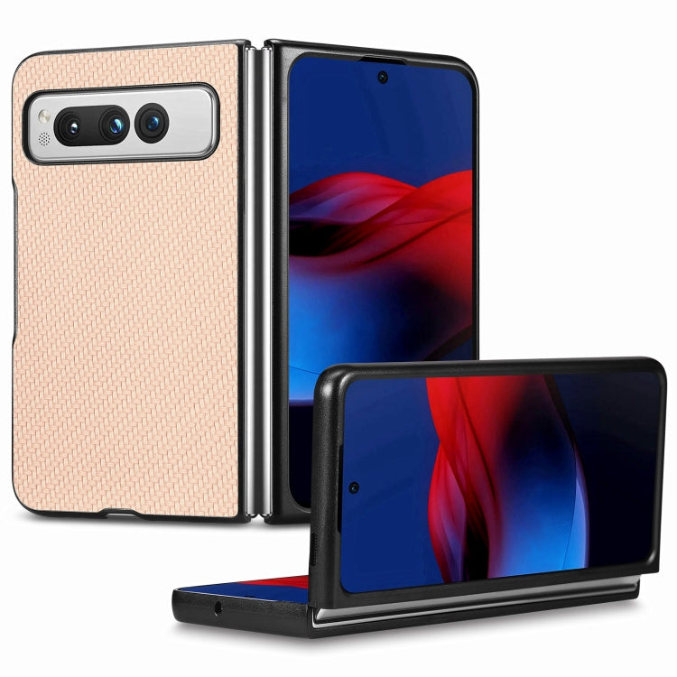 Cover posteriore in pelle con texture in fibra di carbonio, For Honor Magic Vs, For OPPO Find N2 Flip, For OPPO Find N2, For Google Pixel Fold