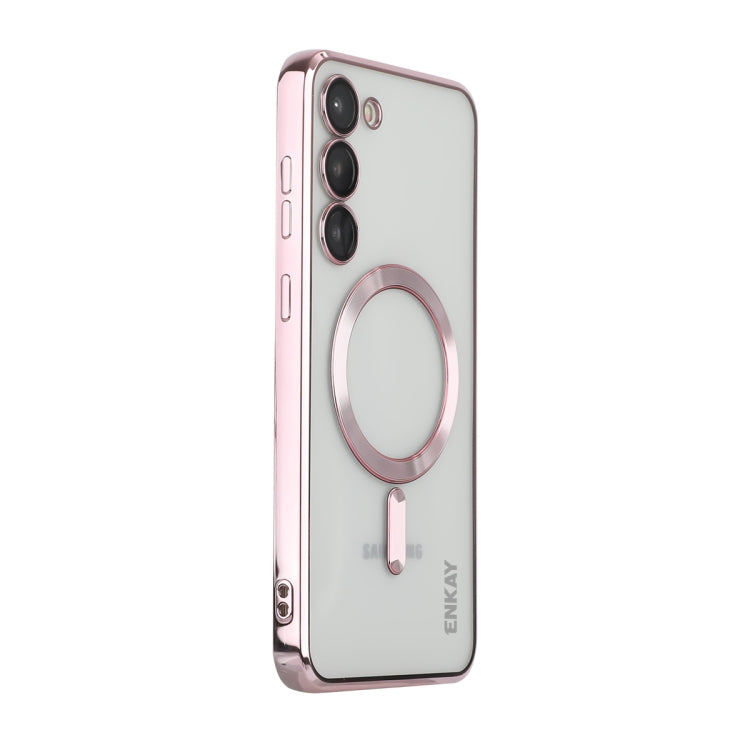 Per Samsung Galaxy S23 ENKAY Magnete Hat-Prince Custodia trasparente sottile Custodia protettiva antiurto elettrolitica per fotocamera, For Samsung Galaxy S23 5G