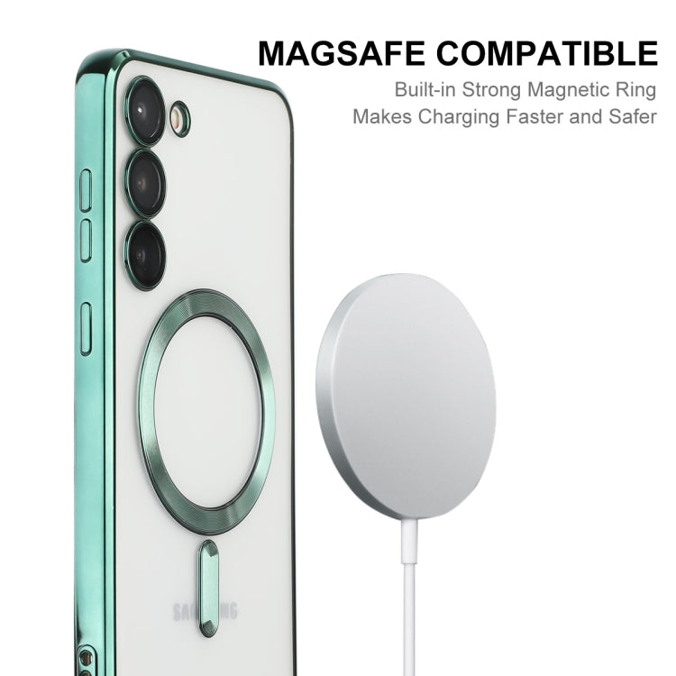 Per Samsung Galaxy S23 ENKAY Magnete Hat-Prince Custodia trasparente sottile Custodia protettiva antiurto elettrolitica per fotocamera, For Samsung Galaxy S23 5G