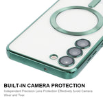 Per Samsung Galaxy S23 ENKAY Magnete Hat-Prince Custodia trasparente sottile Custodia protettiva antiurto elettrolitica per fotocamera, For Samsung Galaxy S23 5G