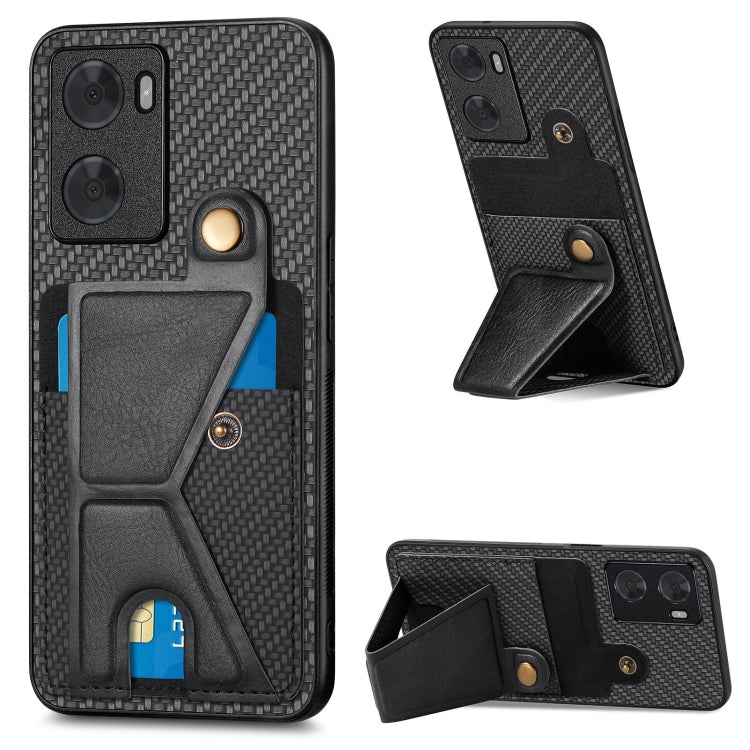 Custodia per cellulare con porta carte di credito in fibra di carbonio, For OPPO A57 4G, For OPPO Reno9, For OPPO Reno9 Pro+, For Xiaomi Poco M5 4G