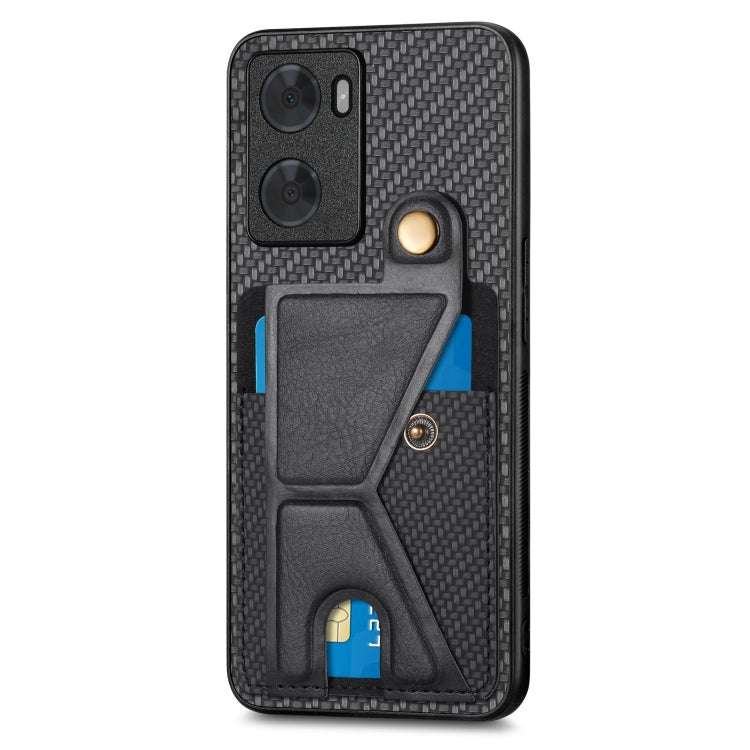 Custodia per cellulare con porta carte di credito in fibra di carbonio, For OPPO A57 4G, For OPPO Reno9, For OPPO Reno9 Pro+, For Xiaomi Poco M5 4G