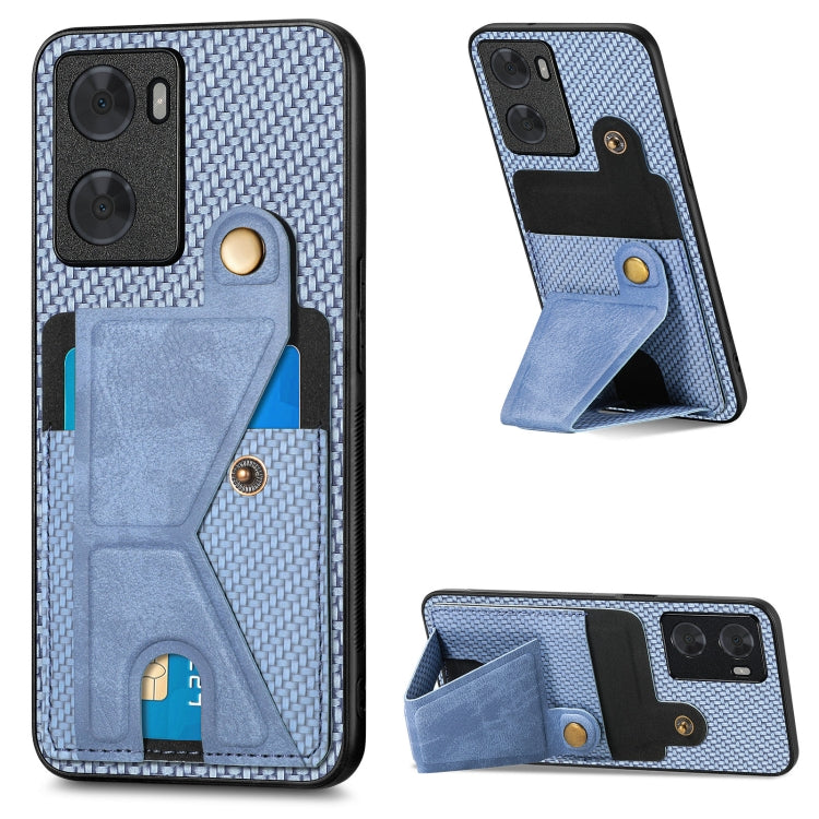 Custodia per cellulare con porta carte di credito in fibra di carbonio, For OPPO A57 4G, For OPPO Reno9, For OPPO Reno9 Pro+, For Xiaomi Poco M5 4G