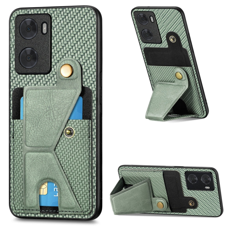 Custodia per cellulare con porta carte di credito in fibra di carbonio, For OPPO A57 4G, For OPPO Reno9, For OPPO Reno9 Pro+, For Xiaomi Poco M5 4G