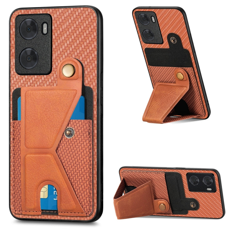 Custodia per cellulare con porta carte di credito in fibra di carbonio, For OPPO A57 4G, For OPPO Reno9, For OPPO Reno9 Pro+, For Xiaomi Poco M5 4G