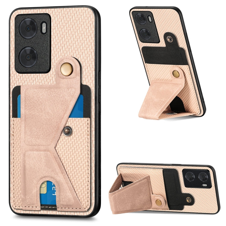 Custodia per cellulare con porta carte di credito in fibra di carbonio, For OPPO A57 4G, For OPPO Reno9, For OPPO Reno9 Pro+, For Xiaomi Poco M5 4G