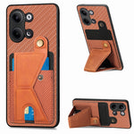 Custodia per cellulare con porta carte di credito in fibra di carbonio, For OPPO A57 4G, For OPPO Reno9, For OPPO Reno9 Pro+, For Xiaomi Poco M5 4G
