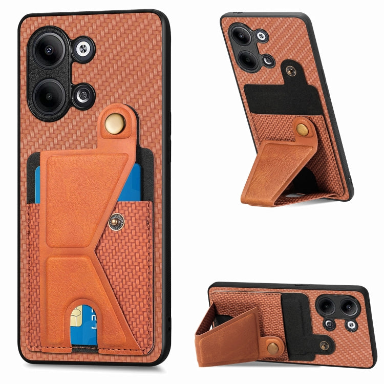 Custodia per cellulare con porta carte di credito in fibra di carbonio, For OPPO A57 4G, For OPPO Reno9, For OPPO Reno9 Pro+, For Xiaomi Poco M5 4G