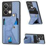 Custodia per cellulare con porta carte di credito in fibra di carbonio, For OPPO A57 4G, For OPPO Reno9, For OPPO Reno9 Pro+, For Xiaomi Poco M5 4G