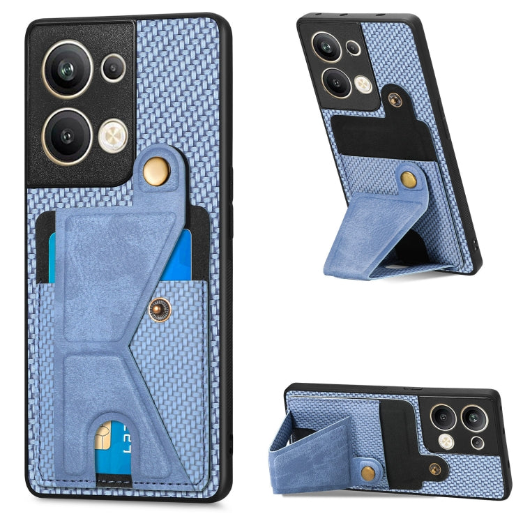 Custodia per cellulare con porta carte di credito in fibra di carbonio, For OPPO A57 4G, For OPPO Reno9, For OPPO Reno9 Pro+, For Xiaomi Poco M5 4G